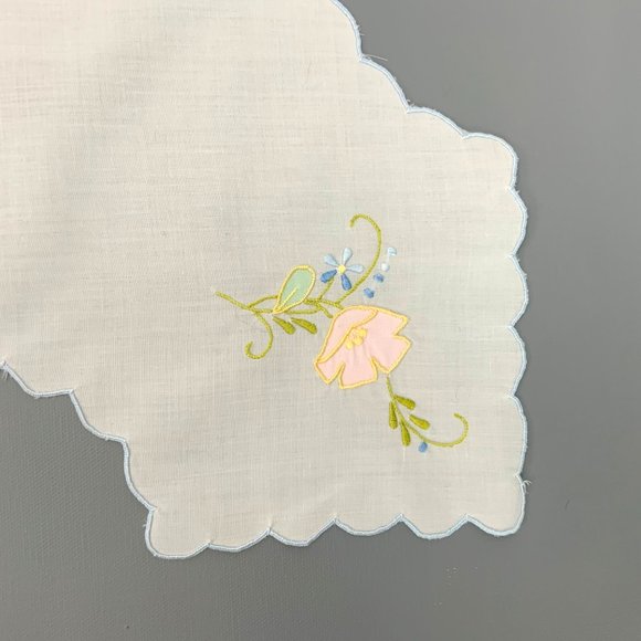 Vintage Bread Busket Napkin Hand Embroidered Flowers - Picture 4 of 16